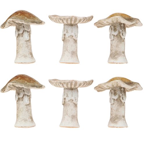 Article Champignons décoratifs en céramique pour décoration de table rouge marron jaune H6cm 6 pcs