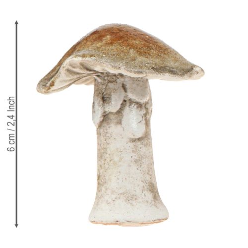 Article Champignons décoratifs en céramique pour décoration de table rouge marron jaune H6cm 6 pcs