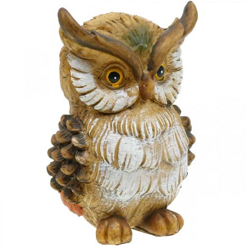 Floristik24 Figurine déco hibou peinte à la main en polyrésine décorative d&#39;automne H14cm