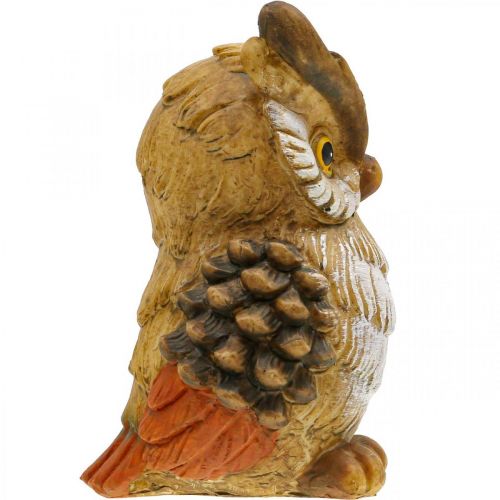 Article Figurine déco hibou peinte à la main en polyrésine décorative d'automne H14cm