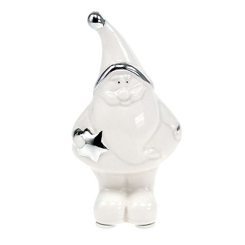 Floristik24 Figurine en céramique Père Noël 11cm Blanc, Argent 8pcs