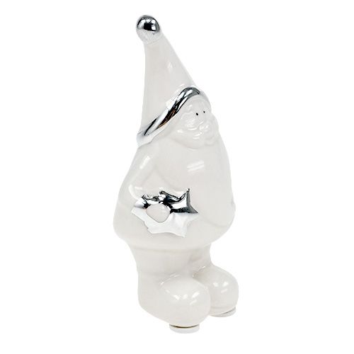 Floristik24 Figurine en céramique Père Noël 11cm Blanc, Argent 8pcs