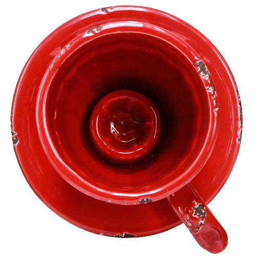 Article Bougeoir en céramique tasse rouge pour bougies bâtons 13×11×8cm 3 pcs