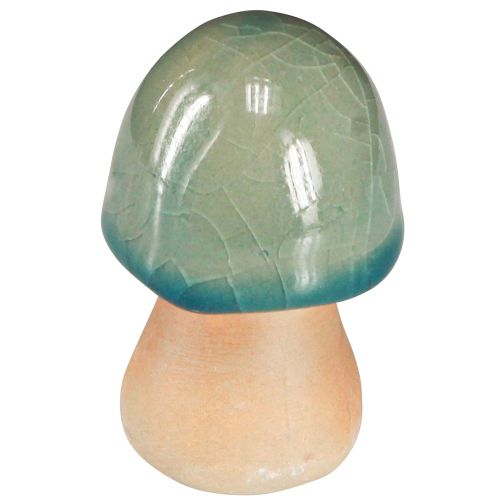 Article Décoration champignons en céramique marron vert bleu décoration automne H6-7.5cm 3 pcs