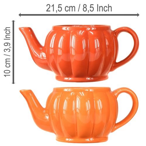 Floristik24 Pot de fleurs en céramique théière orange assorti 21,5 × 13 × 10 cm 2 pièces