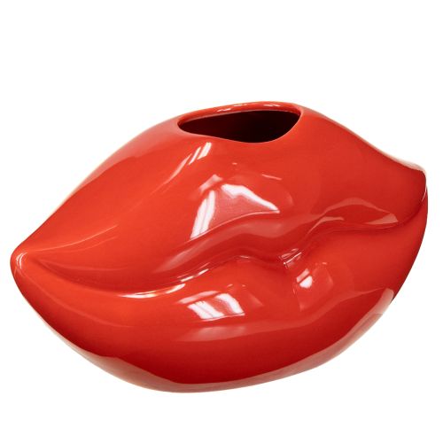 Floristik24 Vase décoratif en céramique rouge avec bouche à baiser, 17 x 8,5 x 9 cm