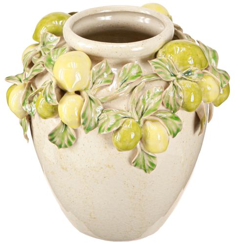 Vase Céramique Décoration Citron Vert Méditerranéen Jaune H19cm