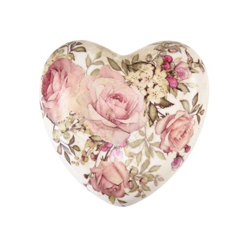 Coeur décoratif en céramique avec roses en faïence pour la table 10,5cm