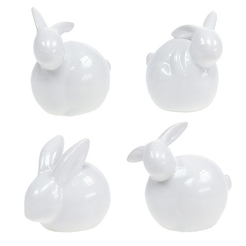 Floristik24 Lapin en céramique blanc 8.5cm 4pcs