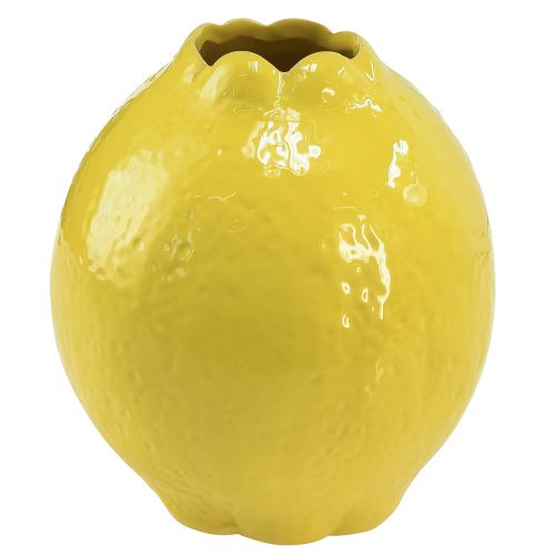 Floristik24 Vase céramique jaune citron décor Méditerranée Ø12cm H14,5cm