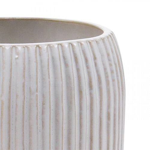 Article Vase en céramique à rainures Vase en céramique blanche Ø13cm H20cm