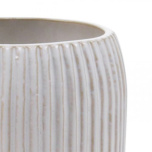 Article Vase en céramique à rainures Vase en céramique blanc Ø13cm H20cm
