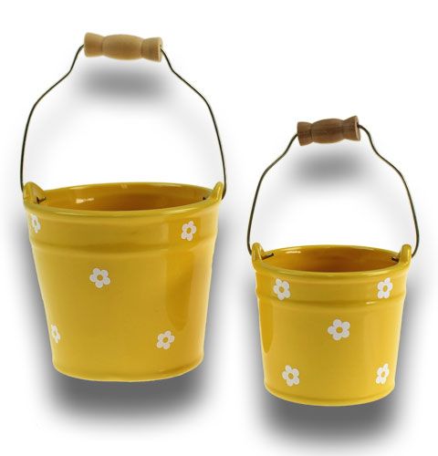 Floristik24 Seau en céramique grand jaune