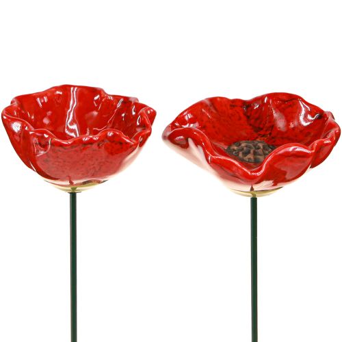 Floristik24 Fleurs en céramique coquelicot bouchon de fleur décoratif rouge 6,5 cm 4 pcs