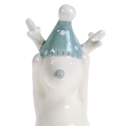 Article Figurine en céramique renne 11cm, 12cm blanc 2pcs