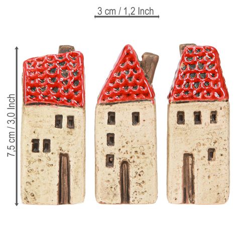 Article Maisons en céramique, petites maisons décoratives, décoration d&#39;automne, H8cm, 6 pièces