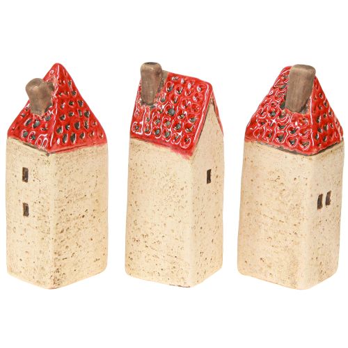 Article Décoration de table en céramique maisons en céramique H11cm 3 pcs