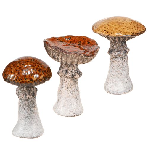 Champignons en céramique décoration en céramique champignons orange jaune marron 8cm 3 pcs