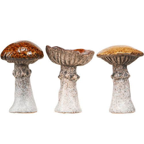 Article Champignons en céramique décoration en céramique champignons orange jaune marron 8cm 3 pcs