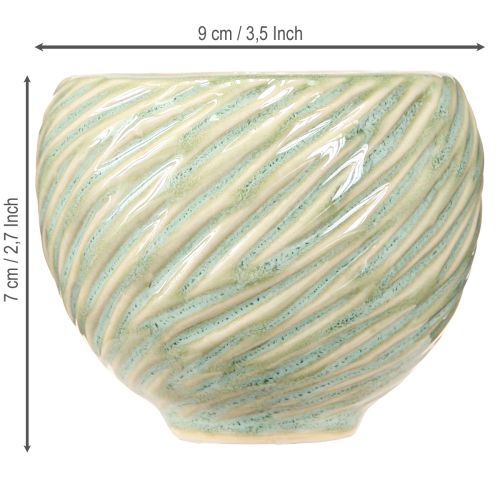 Article Bols en céramique au design spirale vert Ø9cm H7cm 4pcs