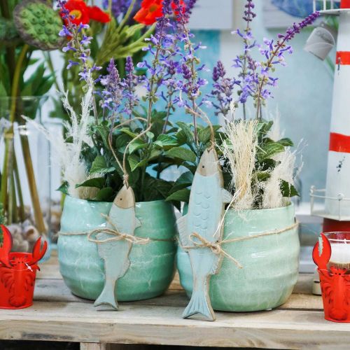 Floristik24 Cache-pot, jardinière, cache-pot en céramique motif vague Ø12.5cm 3pcs