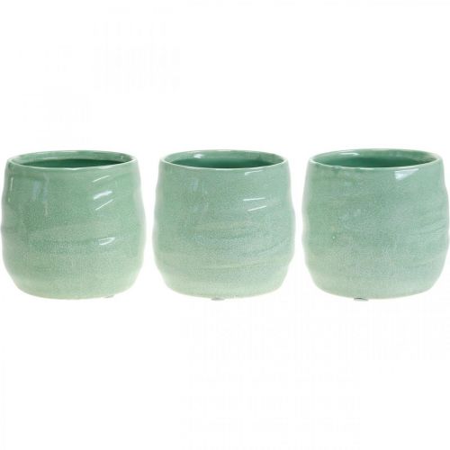 Floristik24 Cache-pot, jardinière, cache-pot en céramique motif vague Ø12.5cm 3pcs