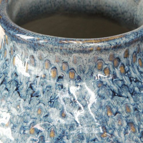 Article Vase en céramique émaillé bleu et blanc aspect tressé H18,5cm