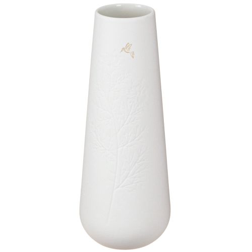 Vase en céramique blanc Déco oiseau Ø6,5cm H19cm 2pcs
