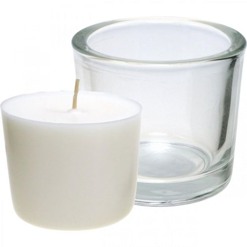 Article Bougie en verre Bougie pot cire bougie blanche Ø9cm H8cm