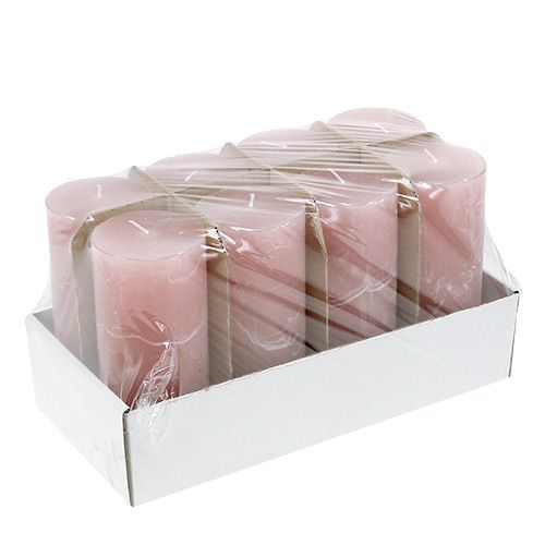 Floristik24 Bougie vieux rose 60 x 140 mm 8 p.