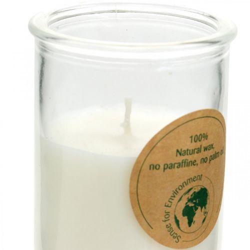 Floristik24 Bougie dans un verre cire de soja bougie de soja avec bouchon blanc Ø5.5cm H8.5cm