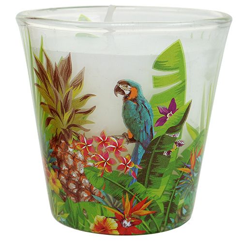 Floristik24 Bougie en verre motif tropical Ø6,5cm H6,5cm 2pcs