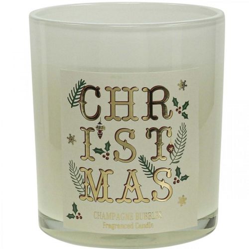 Bougie parfumée Noël Bougie parfumée dans un verre crème champagne Ø8cm