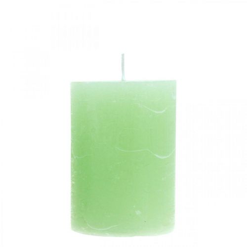 Bougies piliers unies vert lime 70×100mm 4 pcs