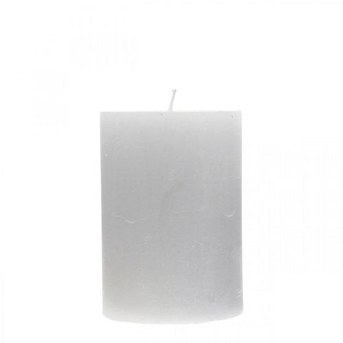 Bougies piliers couleur unie gris clair 70×100mm 4pcs