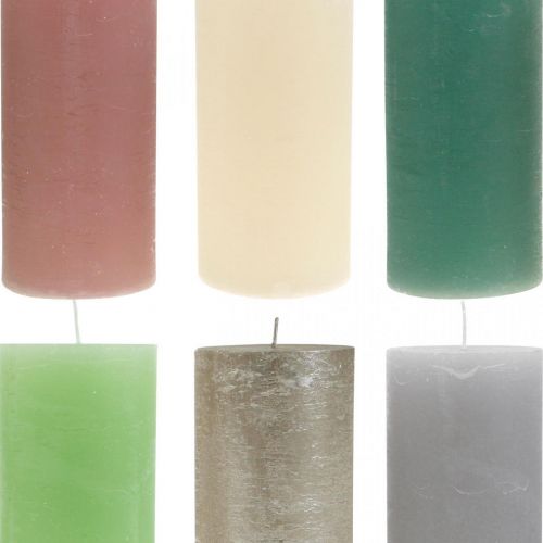 Floristik24 Bougies piliers colorées de différentes couleurs 85 × 200mm 2pcs