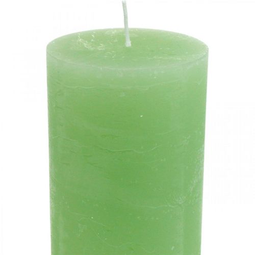 Article Bougies piliers de couleur unie vert clair 85×200mm 2pcs