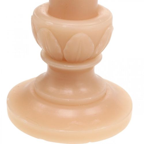 Floristik24 Déco Tige Bougie Saumon Bougie Nostalgique Décoration Cire Couleur Pleine 25cm