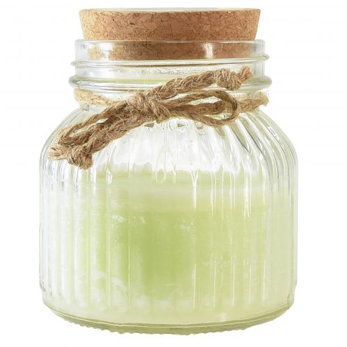 Article Bougie parfumée dans un verre citronnelle pomme vert liège H11,5cm