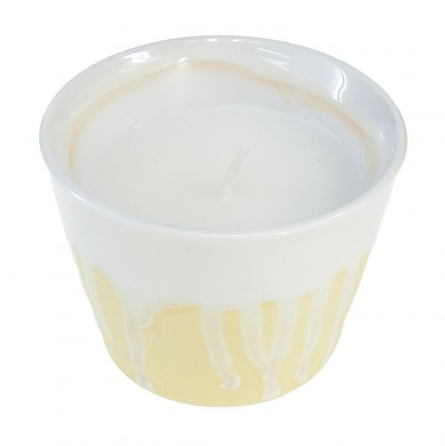 Article Bougie citronnelle en pot céramique jaune crème Ø8,5cm