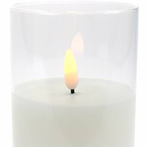 Floristik24 Bougie LED en verre cire véritable blanc Ø7.5cm H10cm