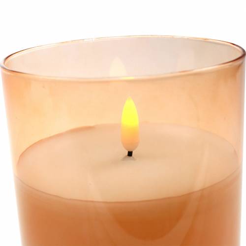 Floristik24 Bougie LED dans un verre véritable cire orange Ø10cm H12,5cm