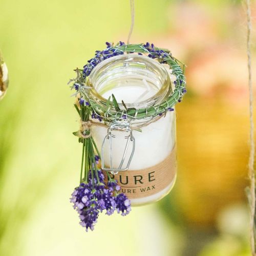 Article Bougie dans une décoration en verre avec couvercle Bougie en cire Pure Nature cire d&#39;abeille huile d&#39;olive
