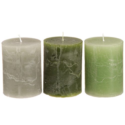 Article Bougies vertes 3 couleurs différentes piliers 60x80cm 12 pcs