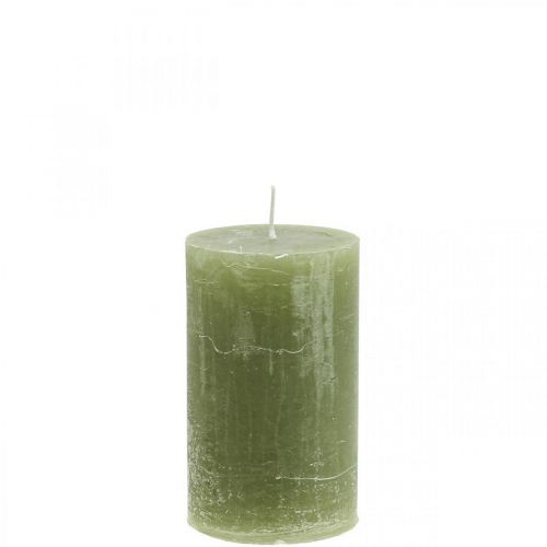 Article Bougies de couleur unie bougies pilier vert olive 60×100mm 4pcs