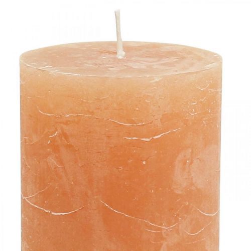 Article Bougies de couleur unie Bougies pilier Orange Pêche 70×100mm 4 pcs