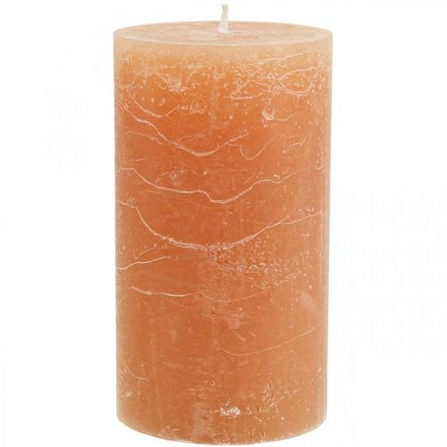 Floristik24 Bougies de couleur unie Bougies pilier Orange Pêche 85×150mm 2pcs