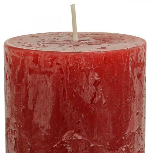 Floristik24 Bougies colorées Rouge Rustique auto-extinguible 70×140mm 4pcs