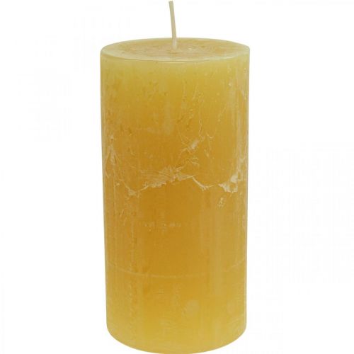 Bougies piliers Bougies rustiques de couleur unie jaune 70/140mm 4pcs