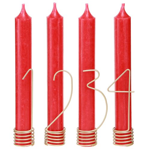 Floristik24 Décoration de bougies chiffres de l'Avent 1-4 métal doré mat H10cm 4 pcs